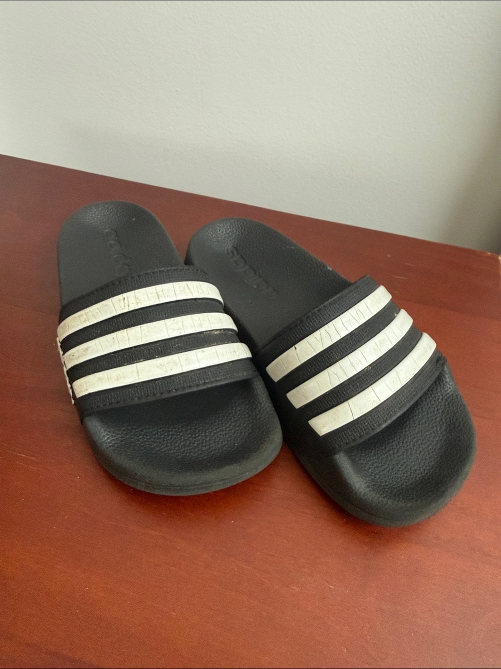 Shoes - Slides - Size 11 toddler - Black with White Stripes